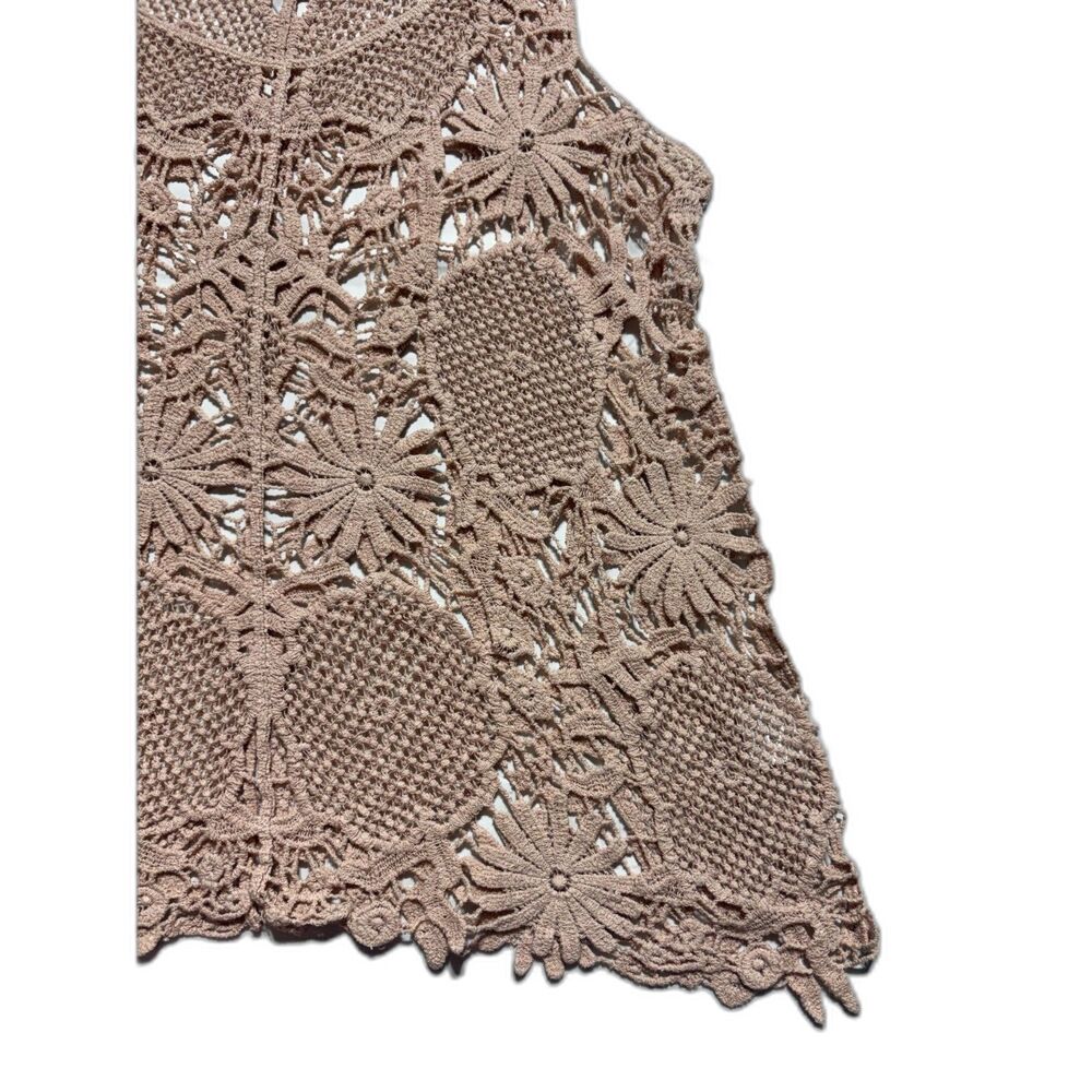 Olivia Sky Cotton Crochet Tank Top Boho Open Knit Floral Medallion Size XL - Picture 6 of 14